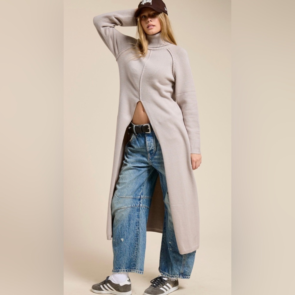 Hi-Low Tunic Sweater (Mushroom)